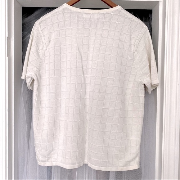 Alfred Dunner Vintage Short Sleeve Sweater - Purple and Green Floral Detail - Picture 4 of 6